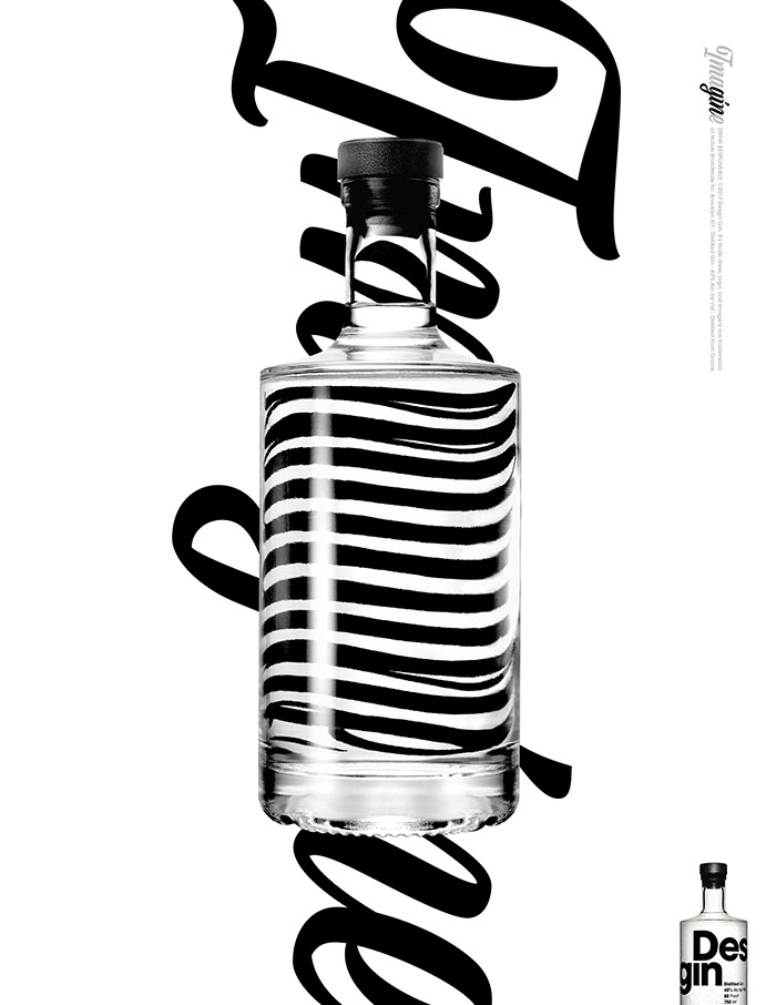 Desgin Bottle poster with refracted typography