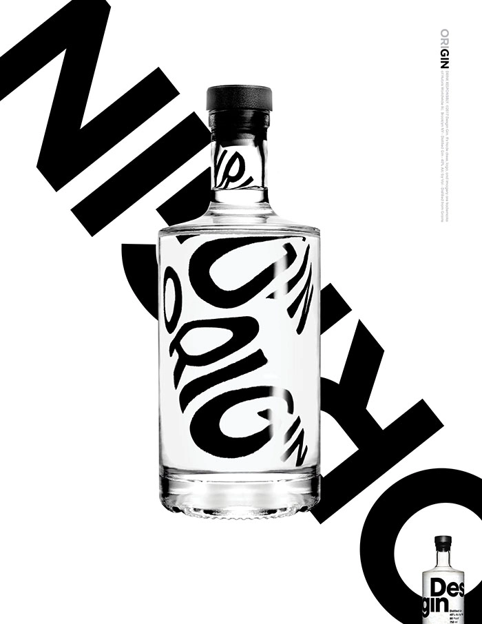 Desgin Bottle poster with refracted typography