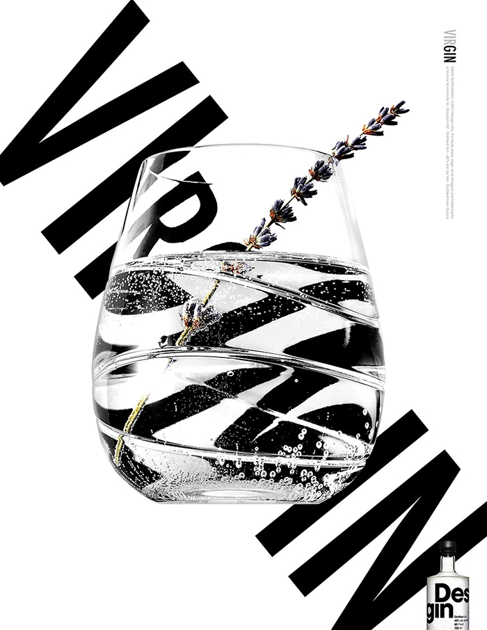 Desgin Bottle poster with refracted typography