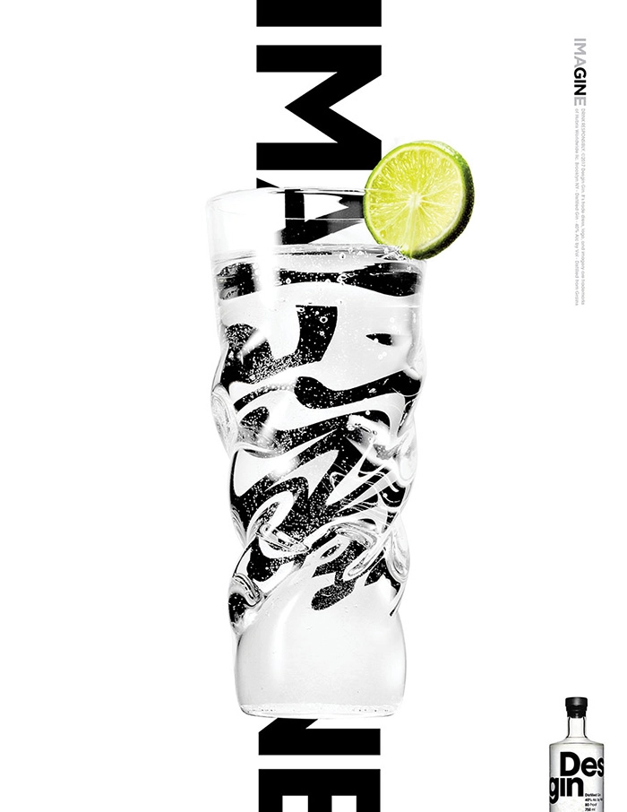 Desgin Bottle poster with refracted typography